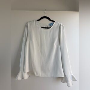 CECE White Satin Long Sleeve Top
